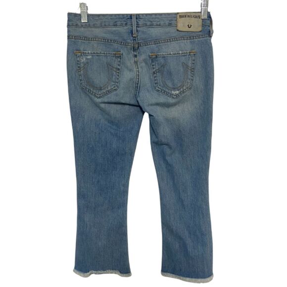 True Religion Jeans Womens Sz 27 Blue Denim Karlie Low Rise Bell Bottom Crop - Picture 4 of 15